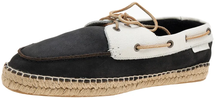 Giorgio Armani Black/White Nubuck Leather Espadrille Boat Shoes Size 43