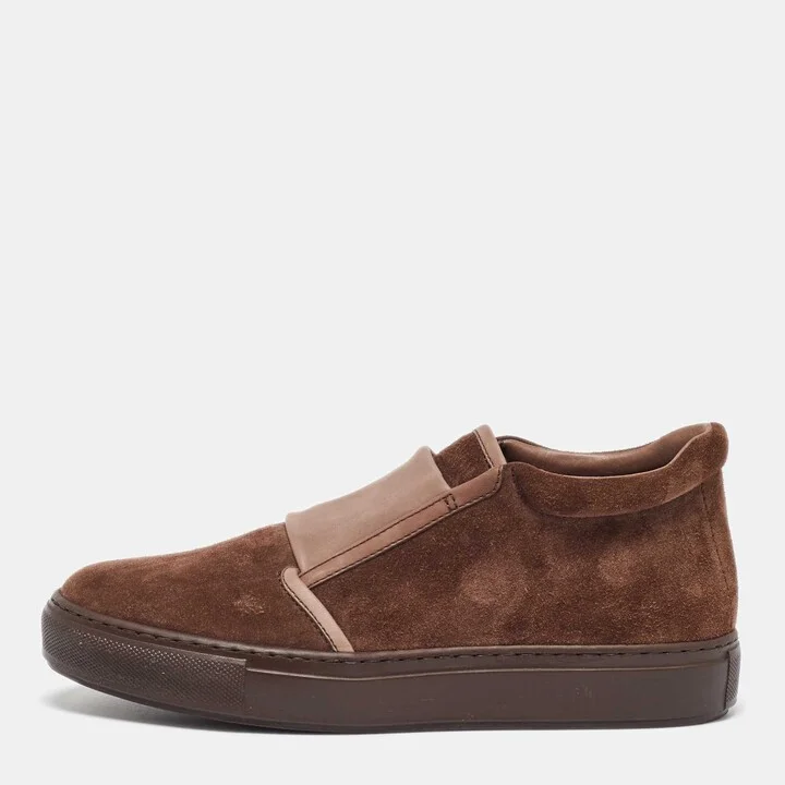 Giorgio Armani Brown Suede and Leather Slip On Sneakers Size 39