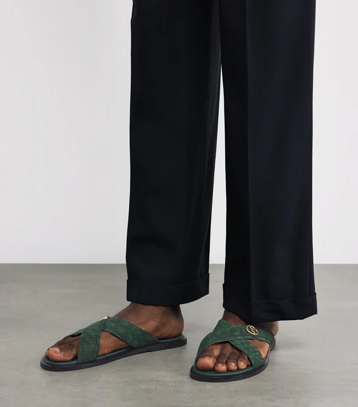 Giorgio Armani Caiman Leather Cross Sandals - Image 2