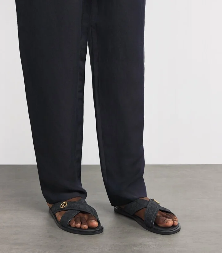 Giorgio Armani Caiman Leather Cross Sandals - Image 2