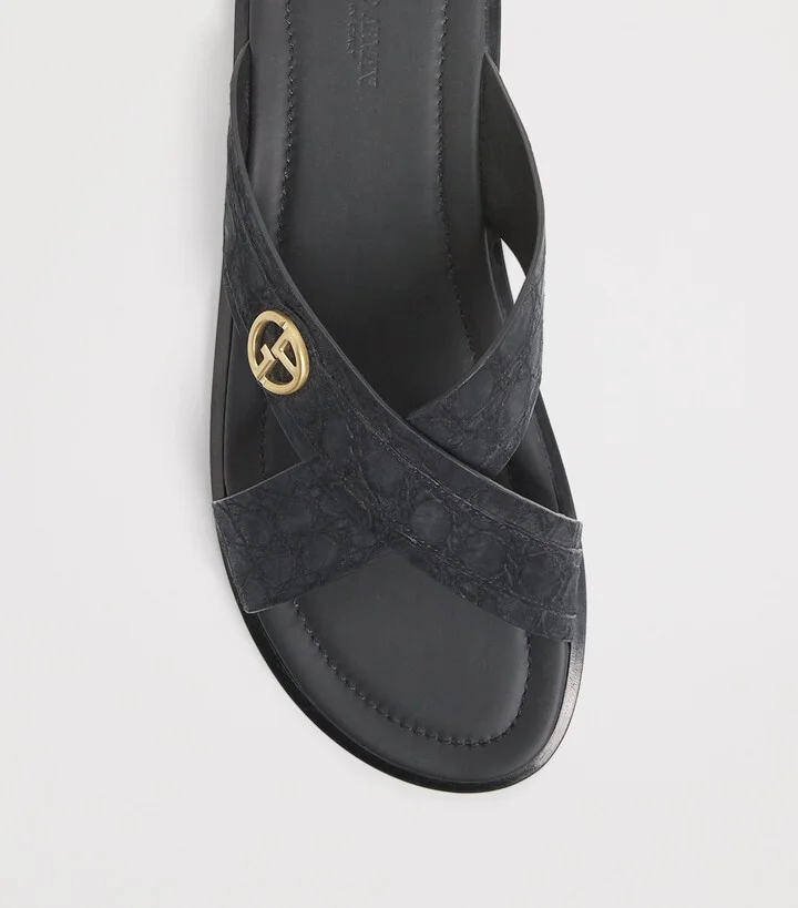 Giorgio Armani Caiman Leather Cross Sandals - Image 5