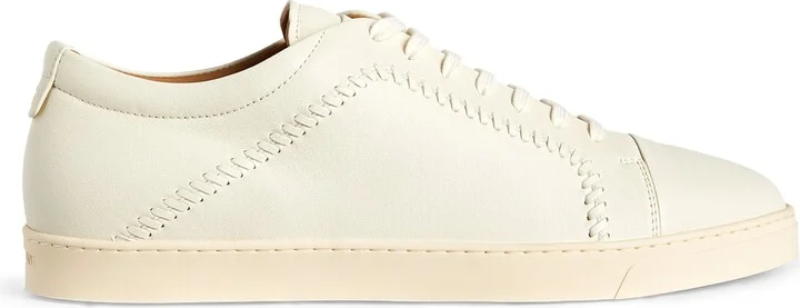 Giorgio Armani Lambskin Low-Top Sneakers
