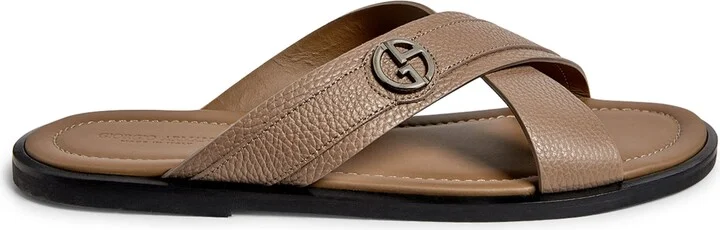 Giorgio Armani Leather Logo Sandals