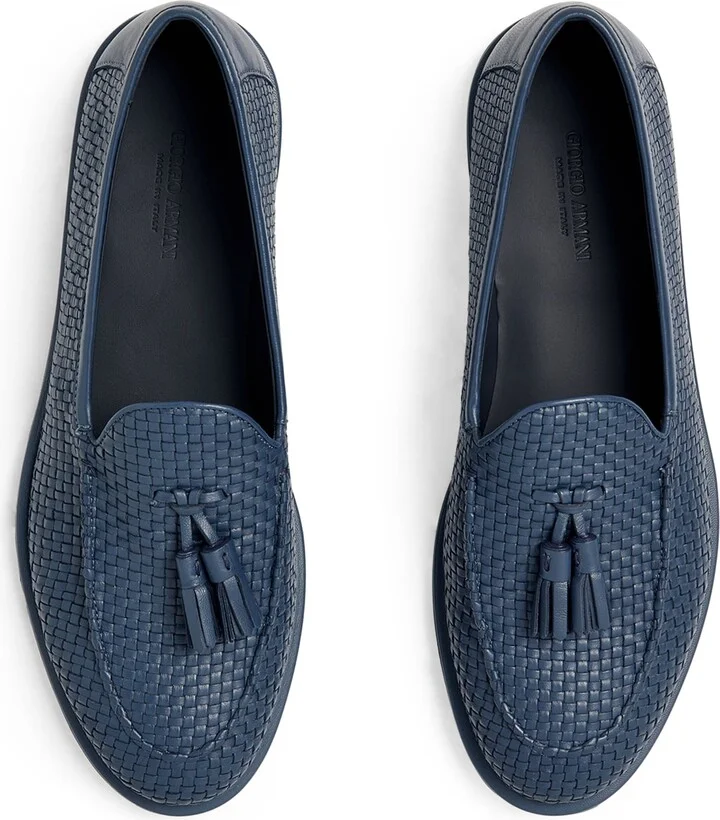 Giorgio Armani Leather Woven Loafers - Image 2