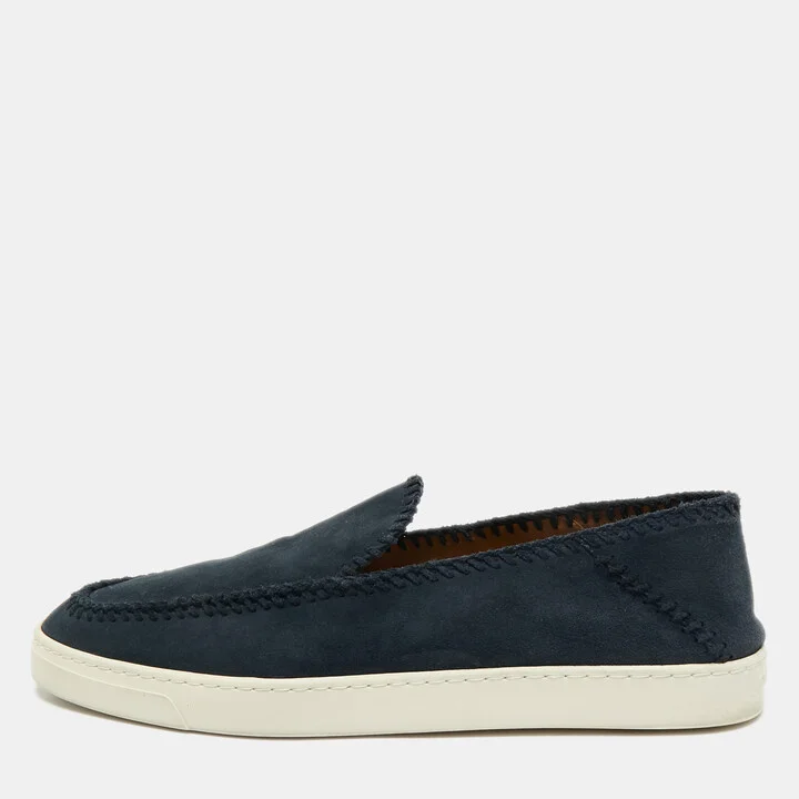 Giorgio Armani Navy Blue Suede Galleria Slip On Sneakers Size 42