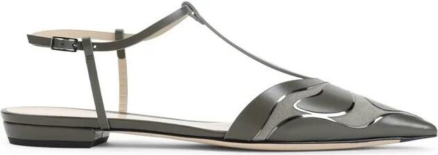 Giorgio Armani Pointed Toe Buckle Detailed Flat Shoes