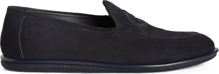 Giorgio Armani Suede Logo Loafers