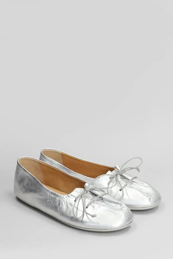 Girella Ballet Flats In Silver Leather - Image 2