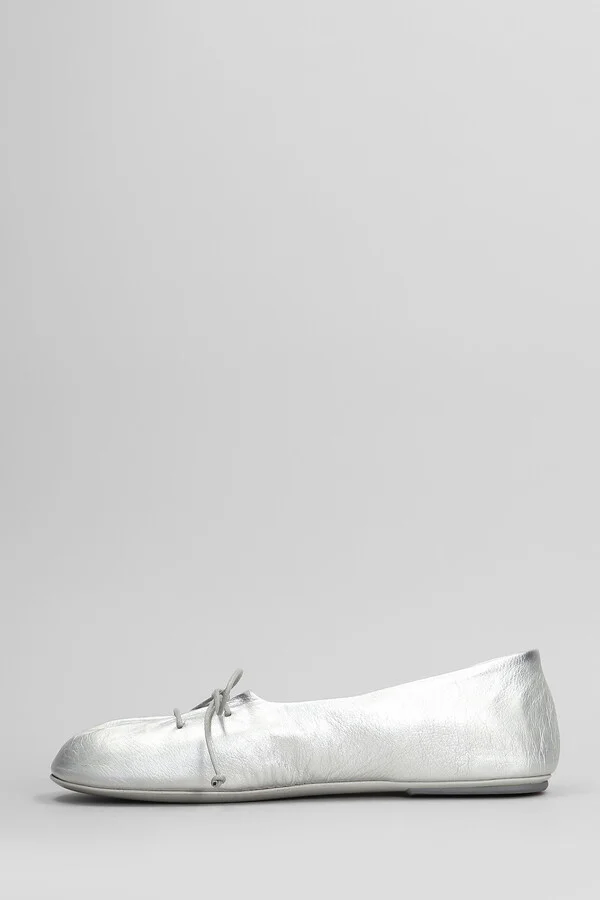 Girella Ballet Flats In Silver Leather - Image 3