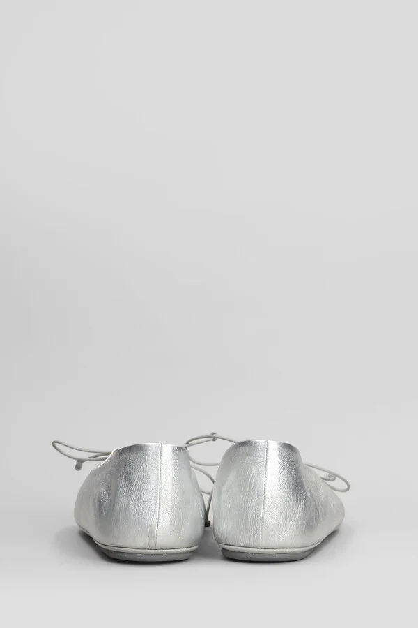 Girella Ballet Flats In Silver Leather - Image 4