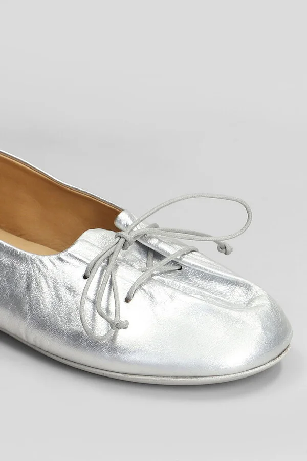 Girella Ballet Flats In Silver Leather - Image 5