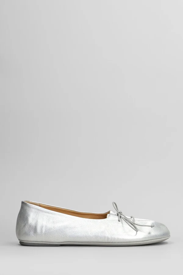Girella Ballet Flats In Silver Leather