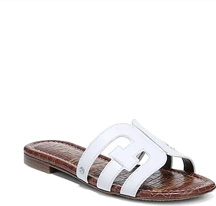Girls Bay Slide Flats In Bright White