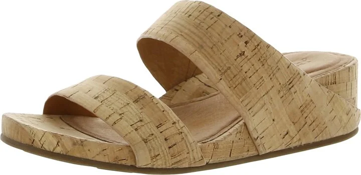Gisele Womens Leather Slide Wedge Sandals
