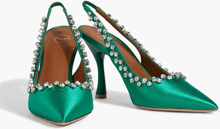 Giselle 90 crystal-embellished satin slingback pumps - Image 2