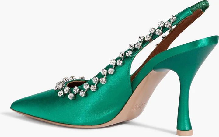 Giselle 90 crystal-embellished satin slingback pumps - Image 3