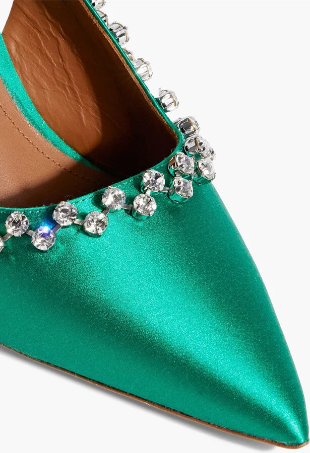 Giselle 90 crystal-embellished satin slingback pumps - Image 4