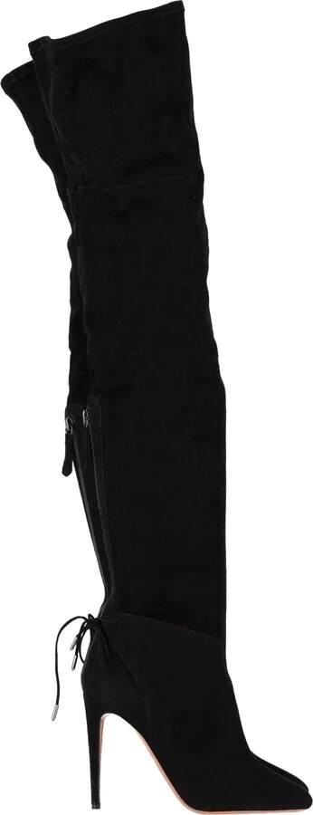 Giselle Over-The-Knee Boots in Black Suede