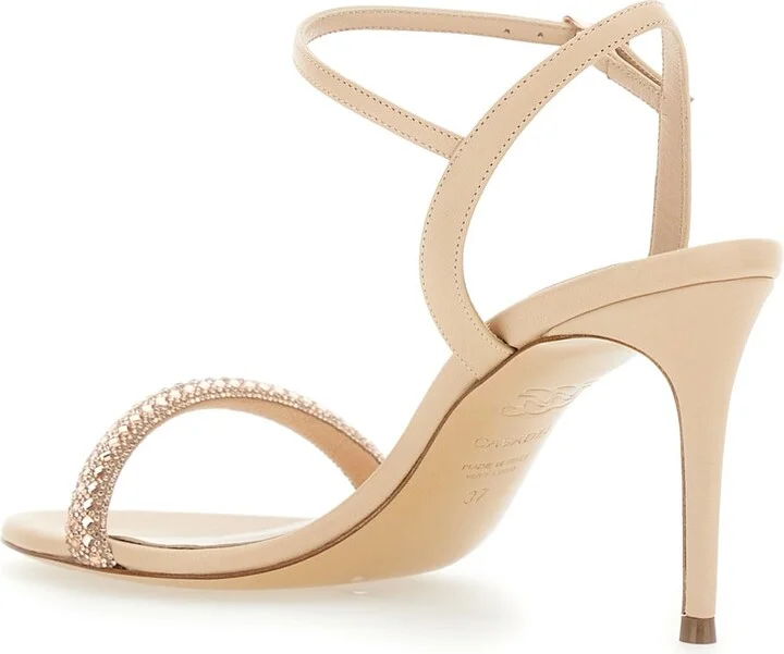 'giulia Stratosphere Minorca' Pink Slingback Sandals With Crystal Embellishments In Leather Woman - Image 3