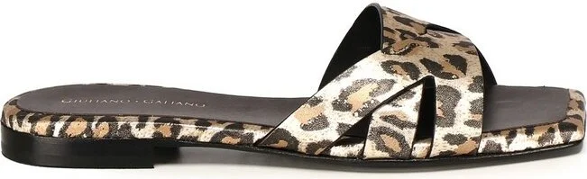 Giuliano Galiano Leopard Printed Flat Sandals