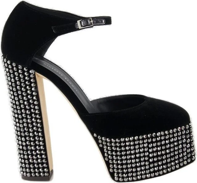 Giuseppe Zanotti Bebe Embellished Square Toe Pumps
