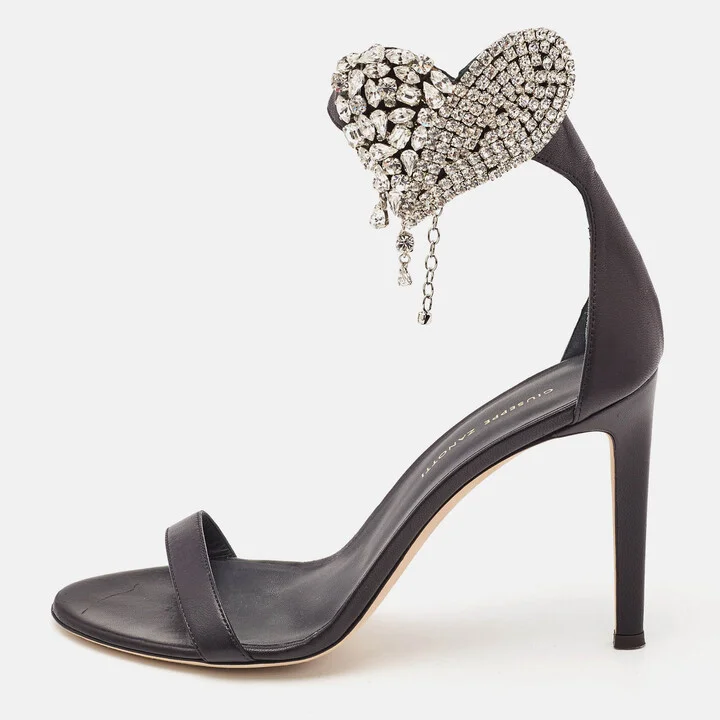 Giuseppe Zanotti Black Amour Ankle Strap Sandals Size 40
