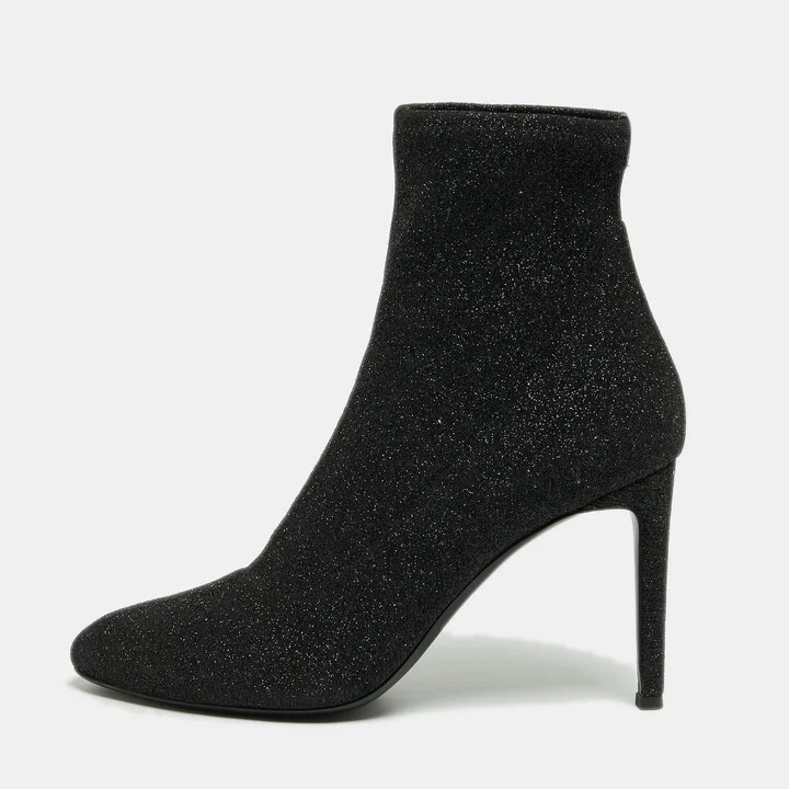 Giuseppe Zanotti Black Glitter Fabric Ankle Boots Size 41