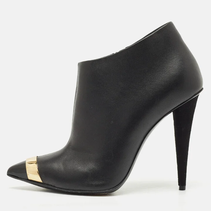 Giuseppe Zanotti Black Leather Ankle Booties Size 36