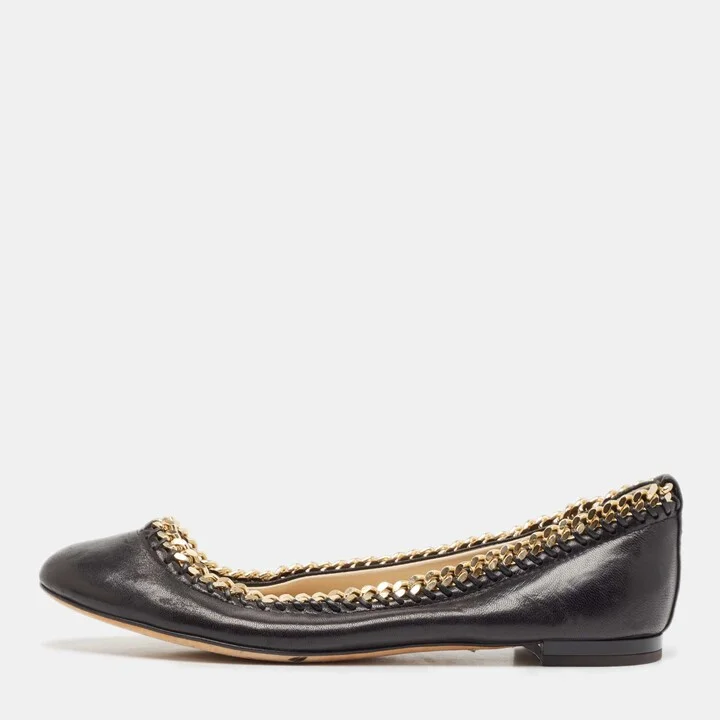 Giuseppe Zanotti Black Leather Ballet Flats Size 36