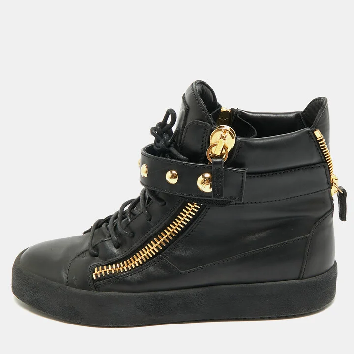 Giuseppe Zanotti Black Leather Coby High Top Sneakers Size 43