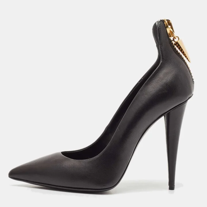 Giuseppe Zanotti Black Leather Horn Zip Back Pumps Size 38