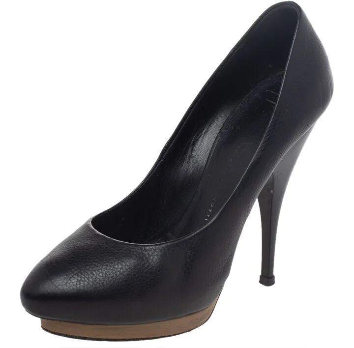 Giuseppe Zanotti Black Leather Platform Pumps Size 37.5