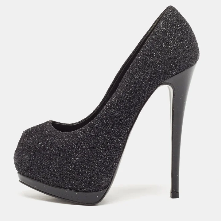 Giuseppe Zanotti Black Lurex Fabric Sharon Peep Toe Pumps Size 36