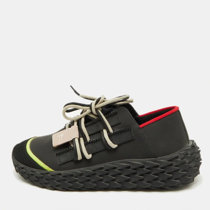 Giuseppe Zanotti Black Mesh and Rubber Urchin Sneakers Size 37