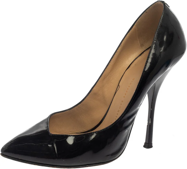 Giuseppe Zanotti Black Patent Leather Pointed Toe Pumps Size 37.5