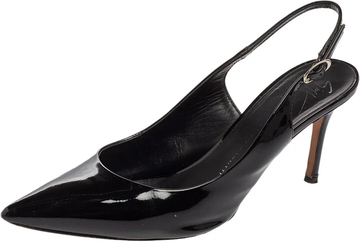 Giuseppe Zanotti Black Patent Leather Slingback Pumps Size 38