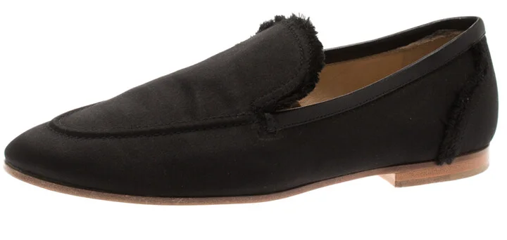 Giuseppe Zanotti Black Satin Salmon Loafers Size 36
