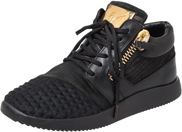 Giuseppe Zanotti Black Suede And Leather Low Top Sneakers Size 37
