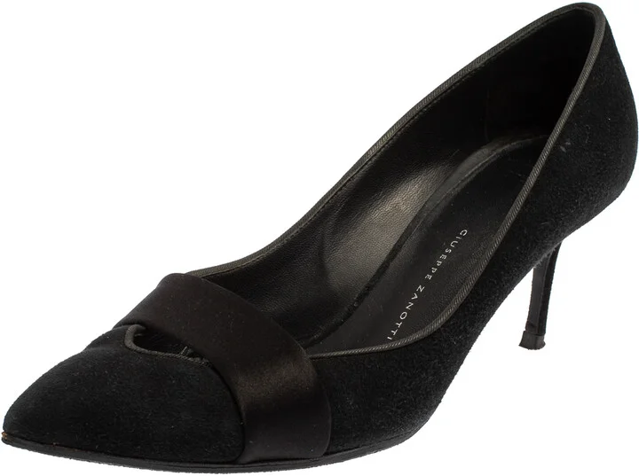 Giuseppe Zanotti Black Suede Pointed Toe Pumps Size 37.5