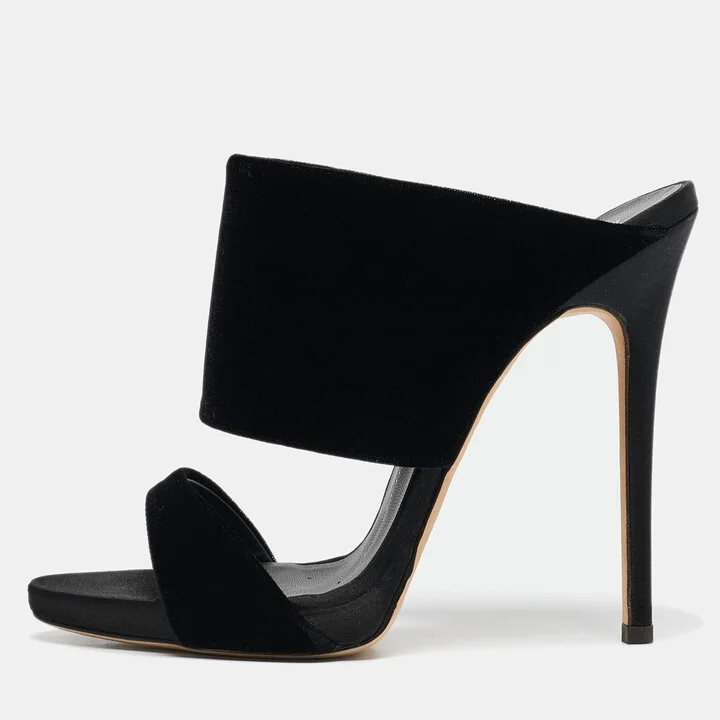 Giuseppe Zanotti Black Velvet Andrea Mules Size 37