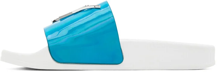 Giuseppe Zanotti Blue & White New Laburela Pool Slides - Image 3