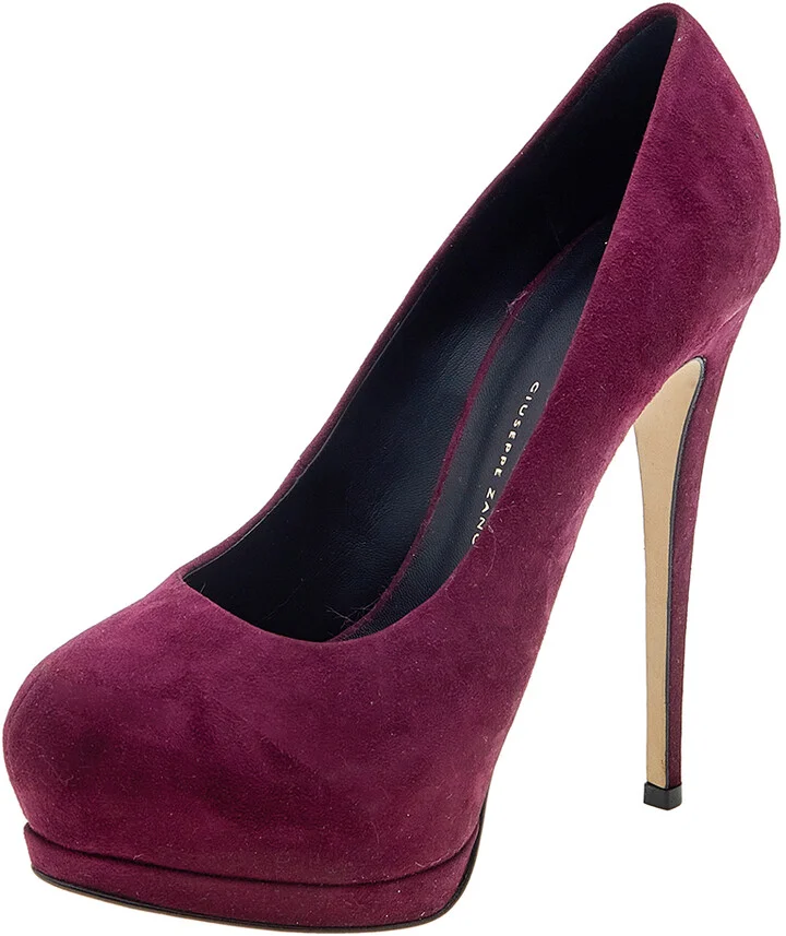 Giuseppe Zanotti Burgundy Suede Platform Pumps Size 37.5