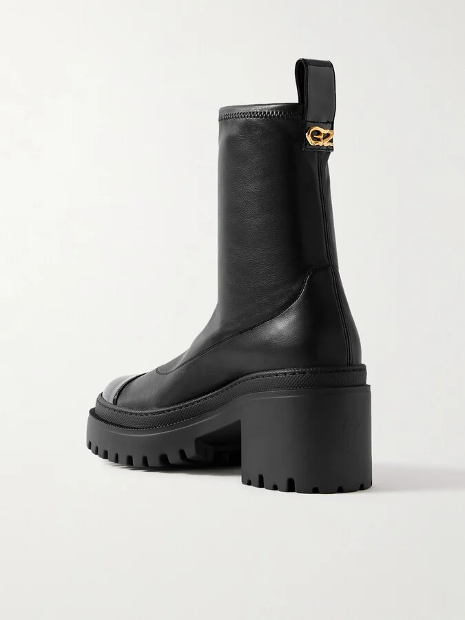 GIUSEPPE ZANOTTI - Cantadora Embellished Patent-trimmed Leather Ankle Boots - Black - Image 3