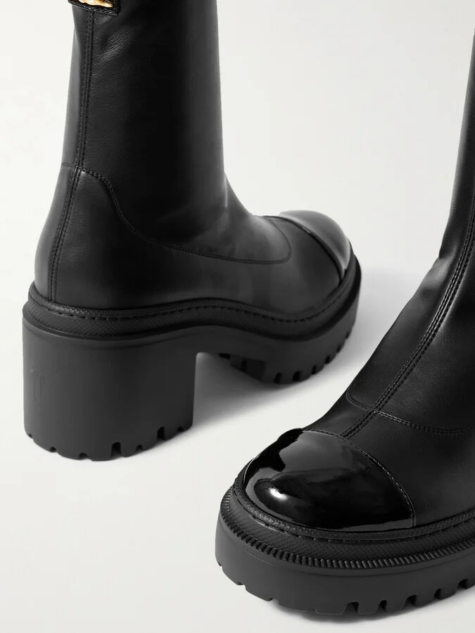 GIUSEPPE ZANOTTI - Cantadora Embellished Patent-trimmed Leather Ankle Boots - Black - Image 4