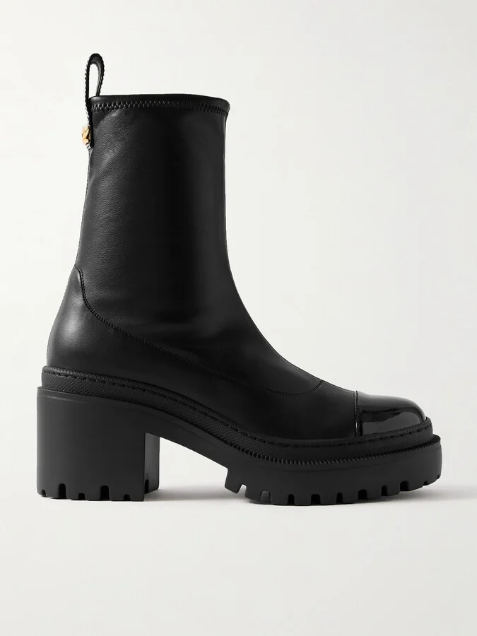 GIUSEPPE ZANOTTI - Cantadora Embellished Patent-trimmed Leather Ankle Boots - Black