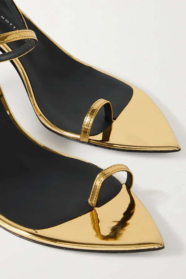 GIUSEPPE ZANOTTI - Come Bolla Metallic Leather Slingback Sandals - Gold - Image 4