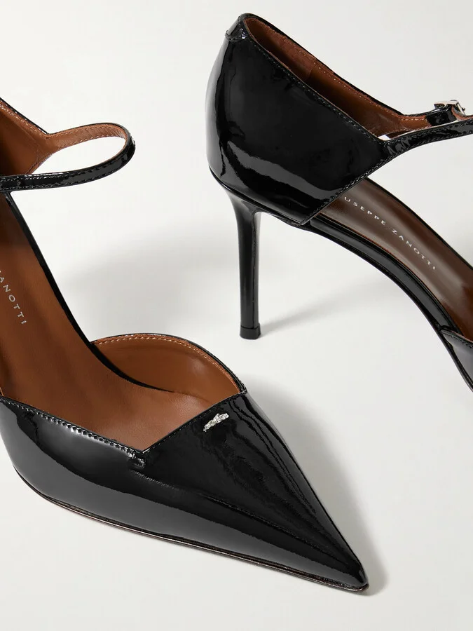 GIUSEPPE ZANOTTI - Crystal-embellished Patent-leather Pumps - Black - Image 4