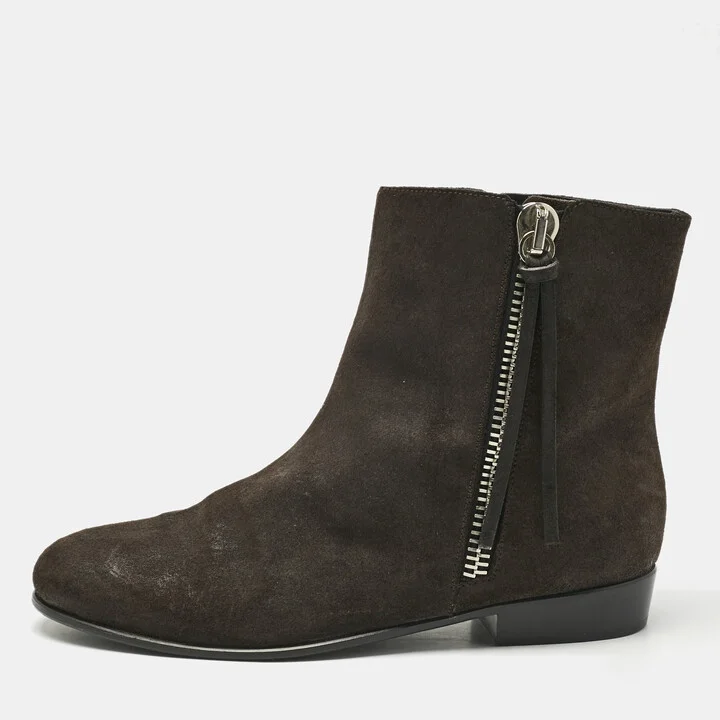 Giuseppe Zanotti Dark Brown Suede Chelsea Ankle Boots Size 42.5