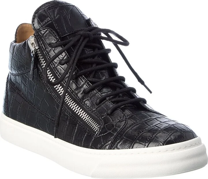 Giuseppe Zanotti Going Croc-Embossed Leather Sneaker