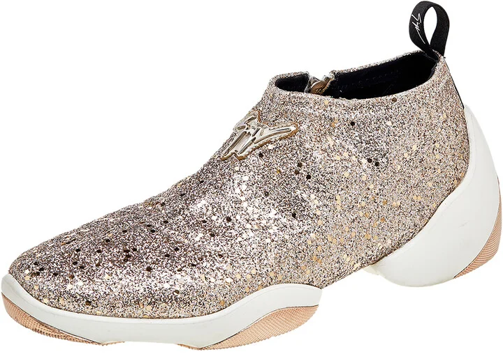 Giuseppe Zanotti Gold Glitter Jump Sneakers Size 40